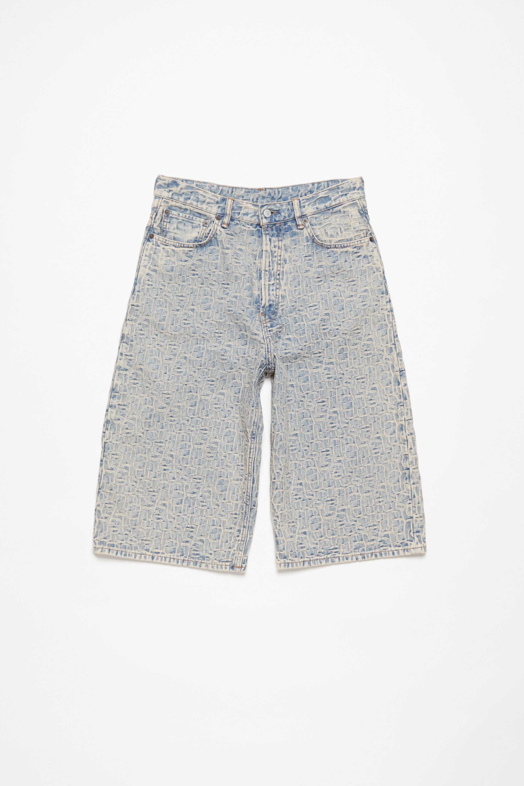 Monogram denim shorts - Loose fit - Blue/beige - 1