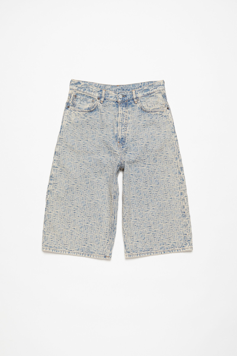 Monogram denim shorts - Loose fit - Blue/beige 1