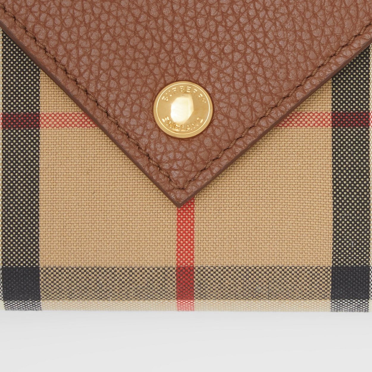 Vintage Check and Grainy Leather Folding Wallet - 2