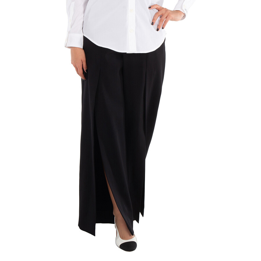 Burberry Wide Leg Wool Trouser With Slits - 3