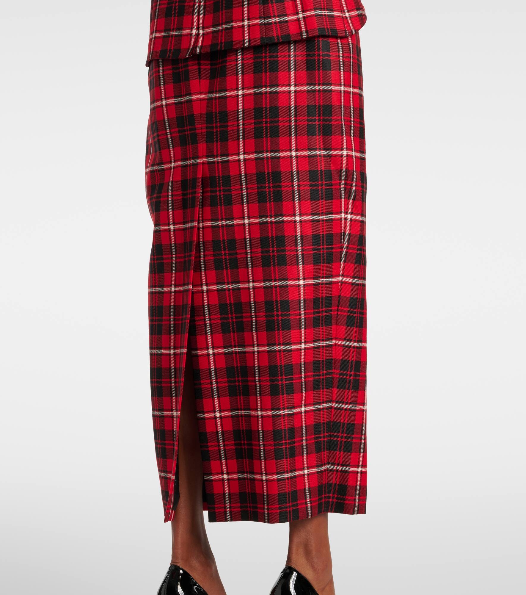 Tartan wool midi dress - 5
