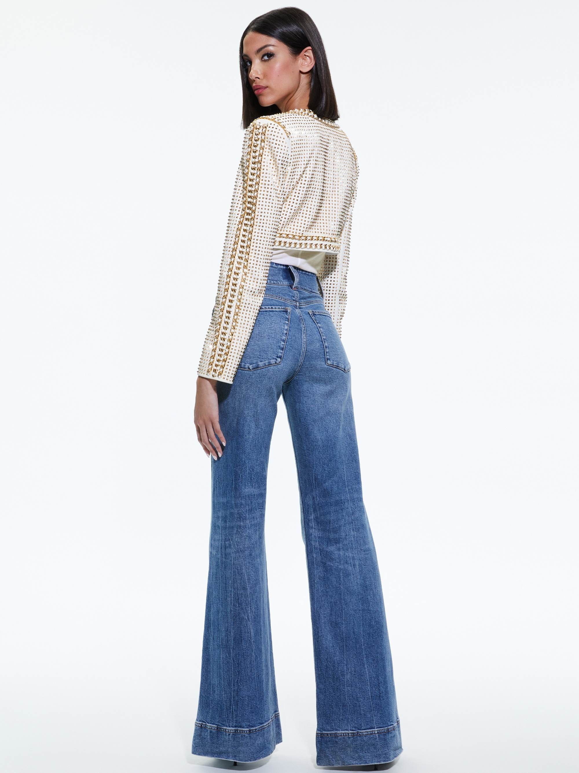 MAIRA CROPPED JACKET WITH CHAIN TRIM - 3