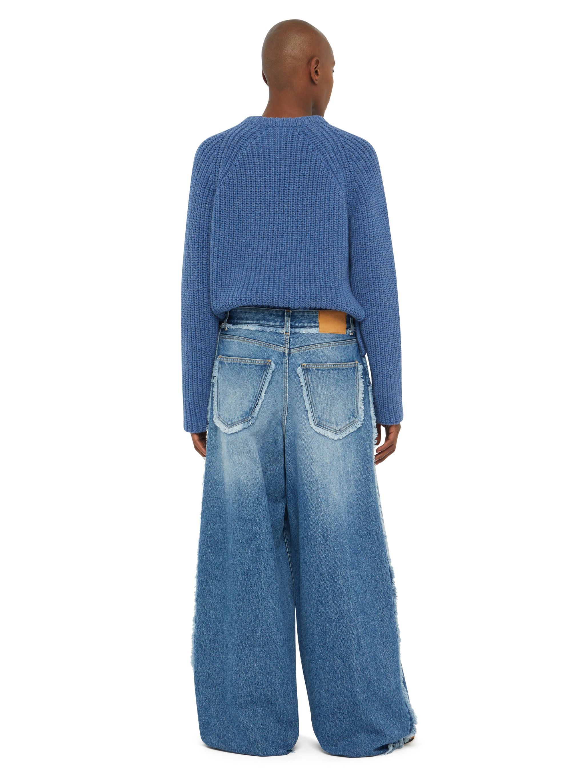 Fringed Wide Leg Denim Pants - 6