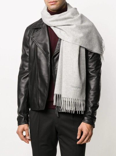 TOM FORD fringed-edge knitted scarf outlook