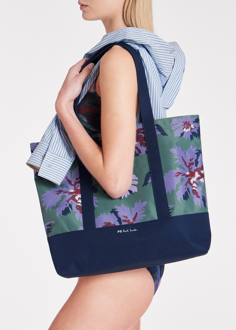 Paul Smith Green And Blue 'Palmera' Recycled-Polyester Tote Bag outlook