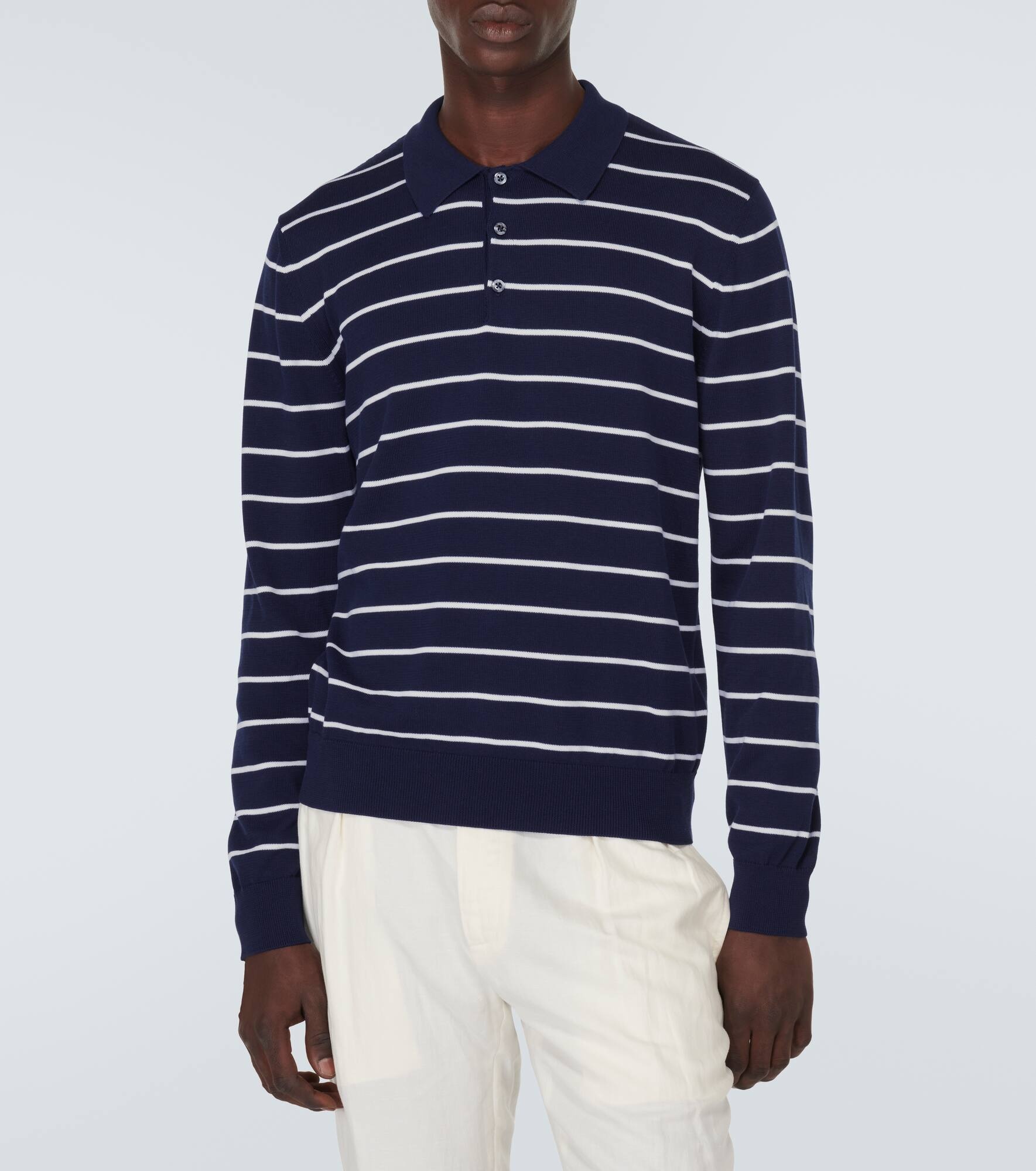 Striped cotton piqué polo shirt - 3