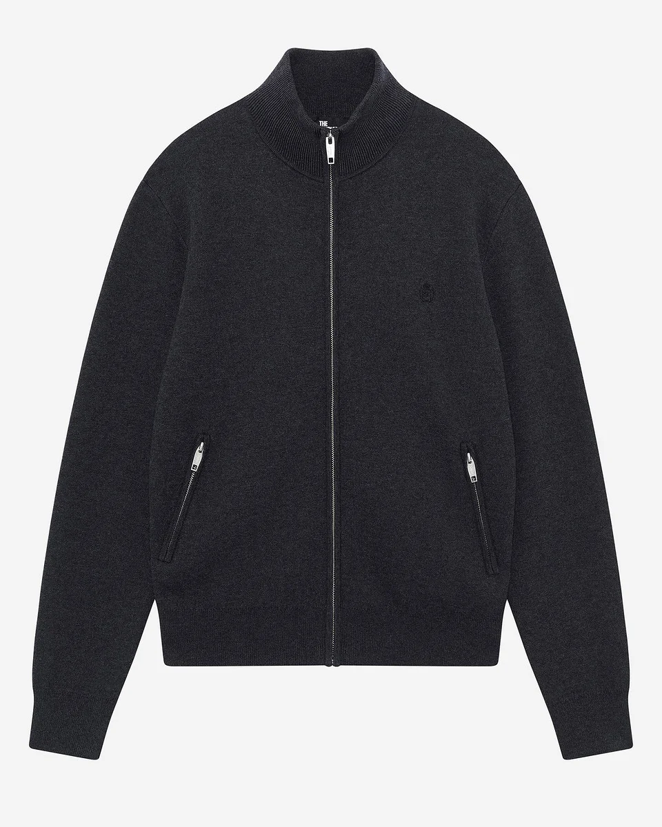 DOUBLE-SIDED WOOL CARDIGAN WITH GRAY ZIP - 1