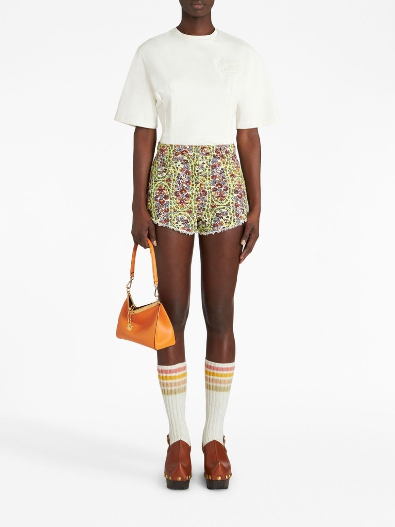 Etro paisley-print denim shorts outlook