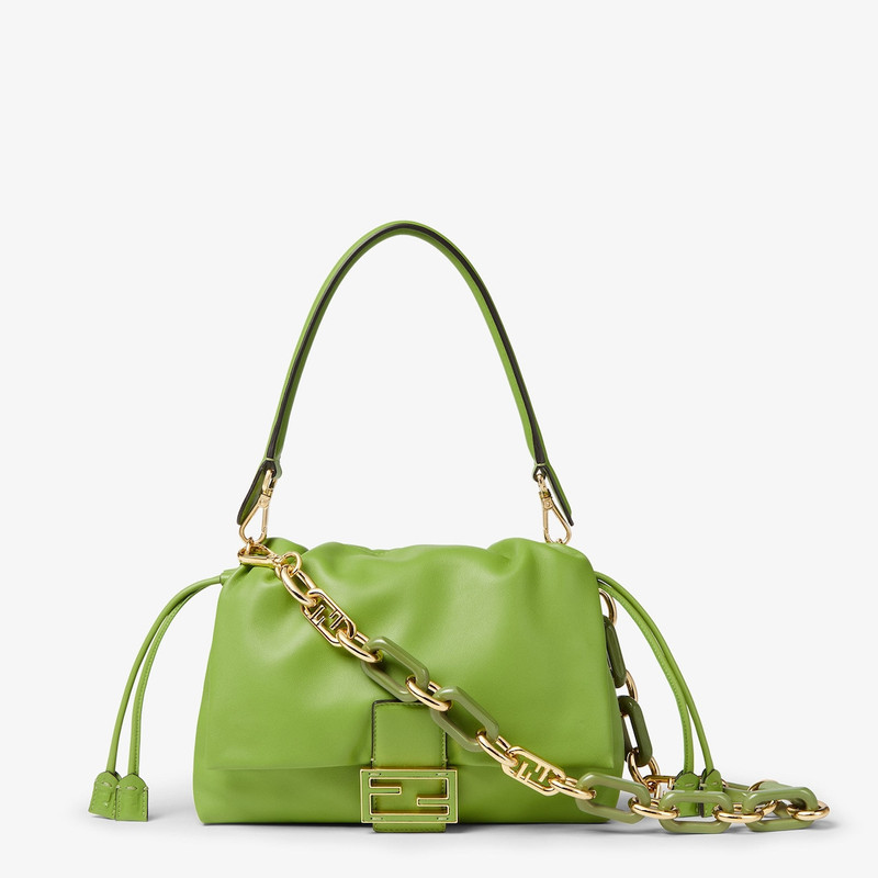 FENDI Strap You Gold-colored metal and green chain shoulder strap outlook