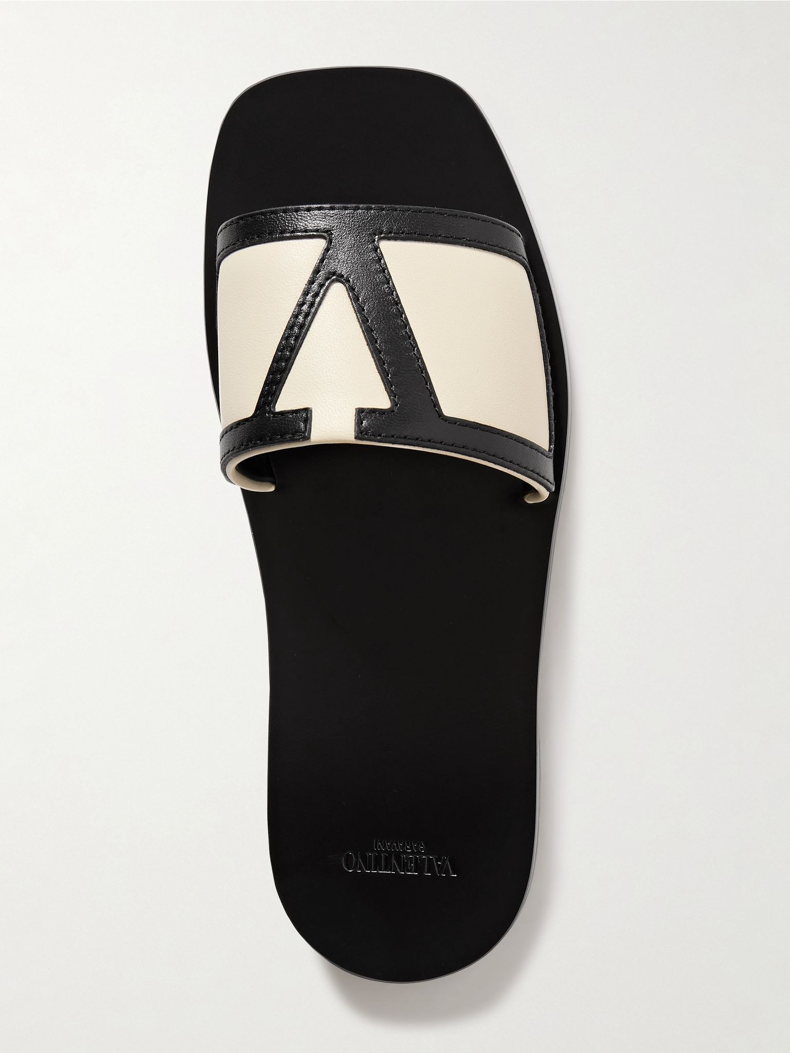 Viva Superstar appliquéd two-tone leather slides Cream - 5