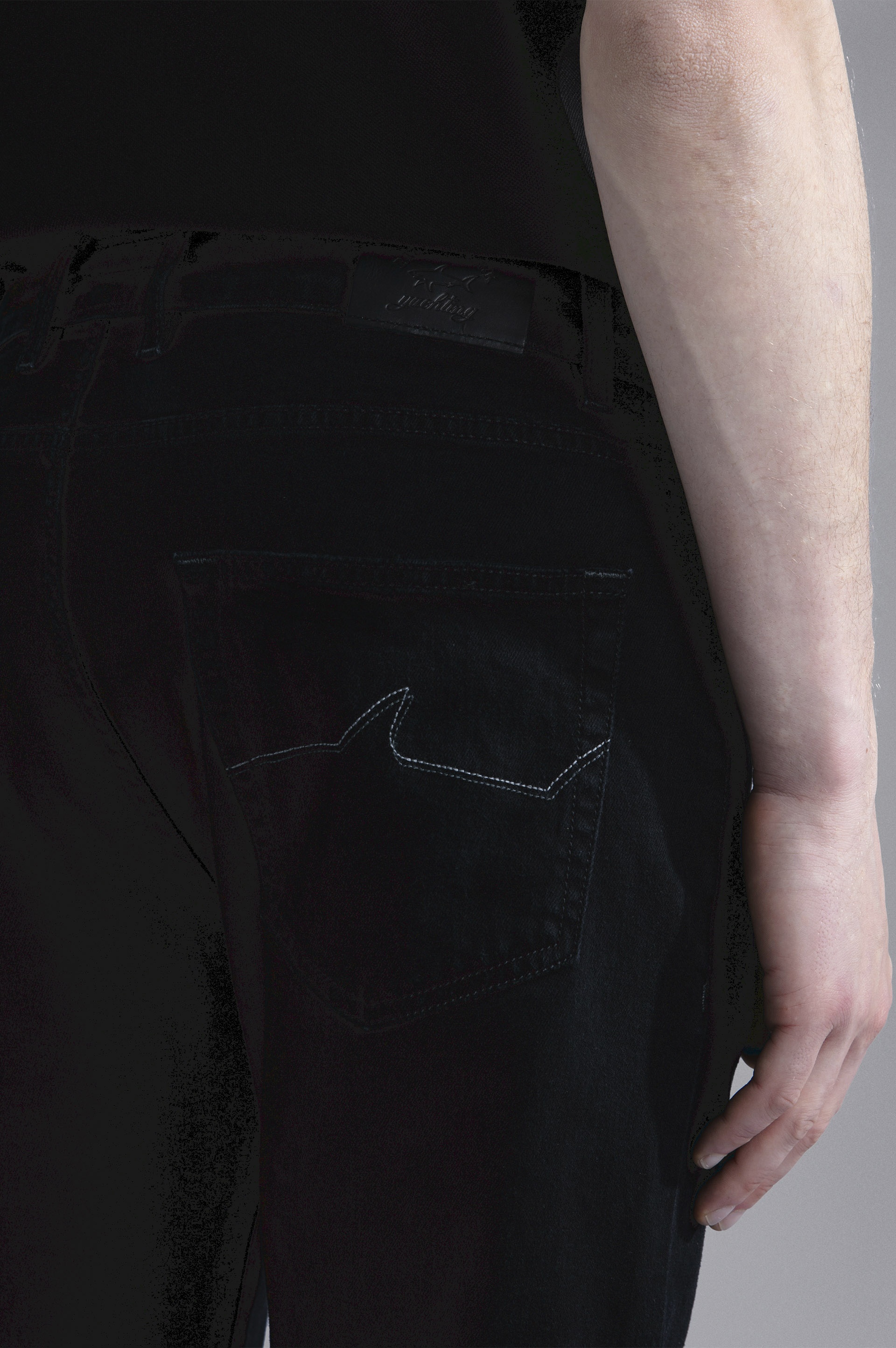 BLACK RIVET STRETCH COTTON JEANS - 4