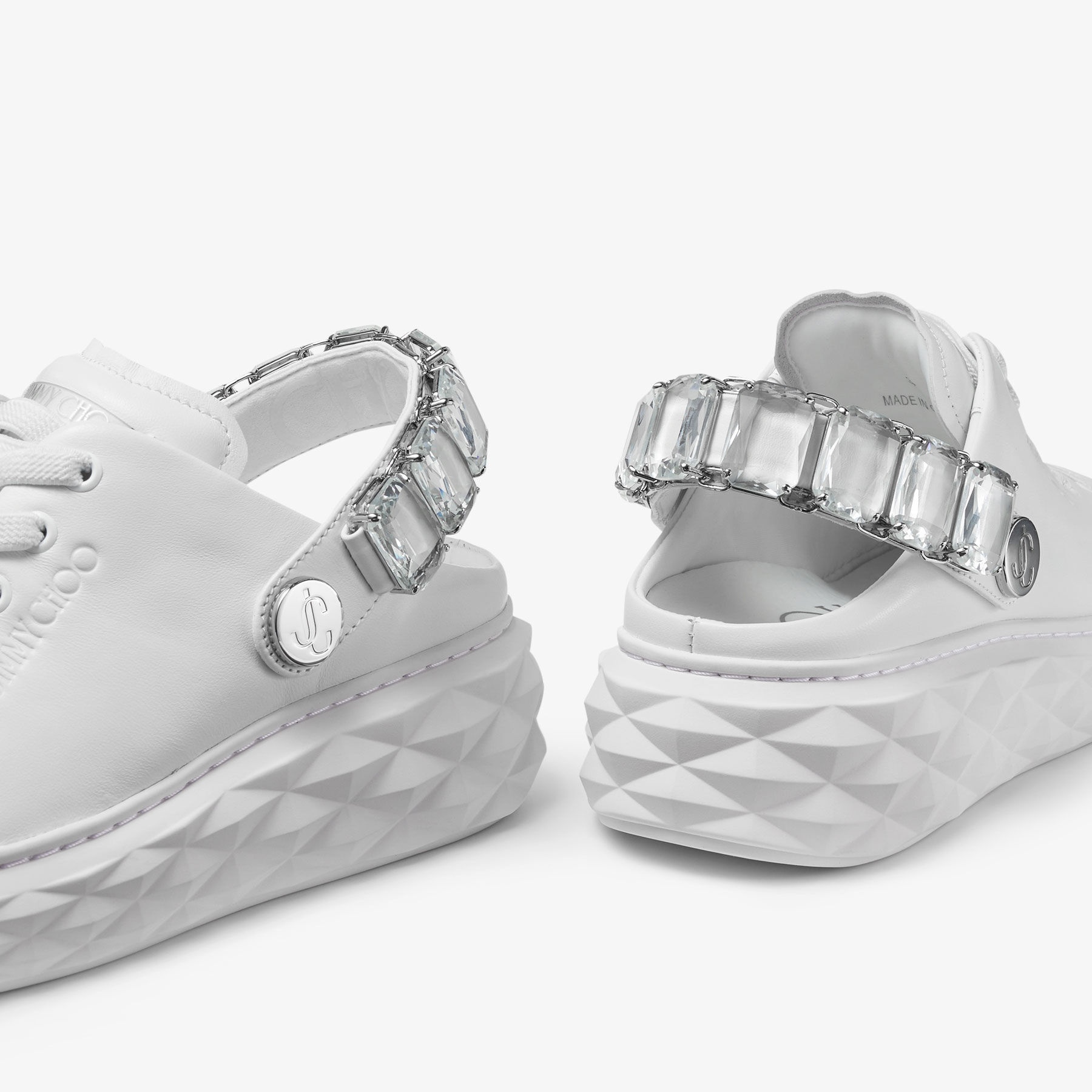 Diamond Maxi Crystal
White Nappa Leather Slipper Trainers with Crystal Strap - 3