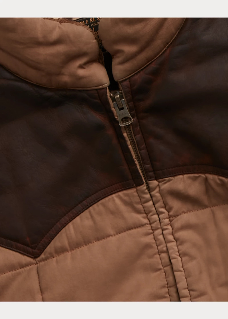 Leather-Yoke Quilted Oilcloth Jacket 4