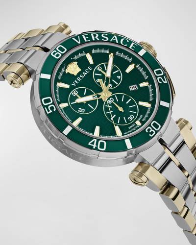 VERSACE Men's Greca Chrono Two-Tone Bracelet Watch, 45mm outlook