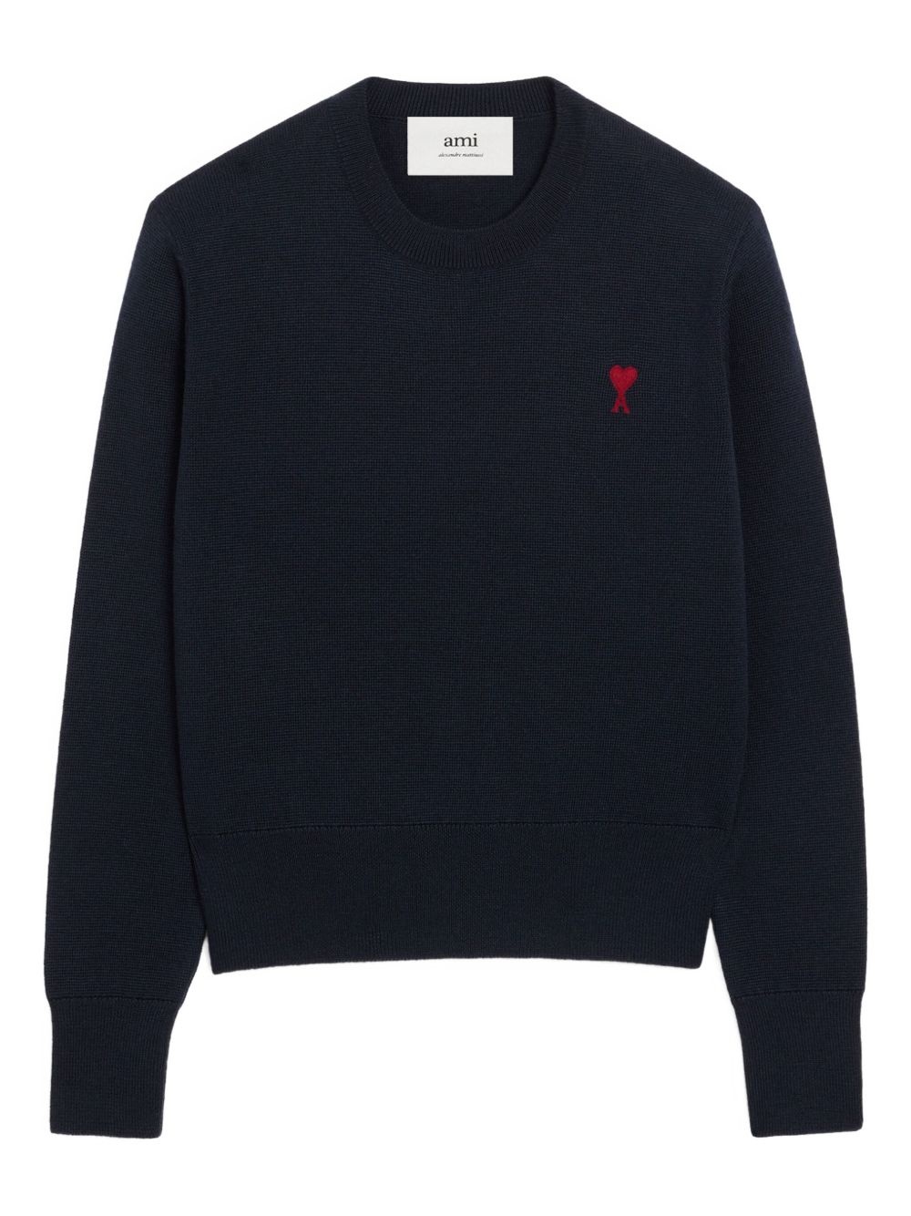 crewneck heart-embroidered wool sweater - 1