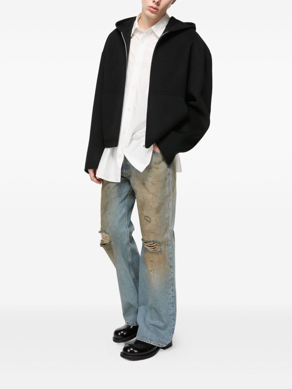 hooded zip-up sweater - 2