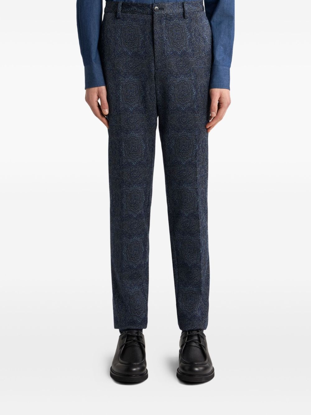 patterned-jacquard tailored trousers - 3