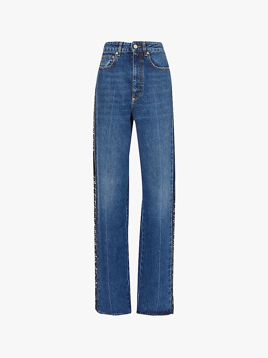 Faded-wash straight-leg high-rise jeans - 1