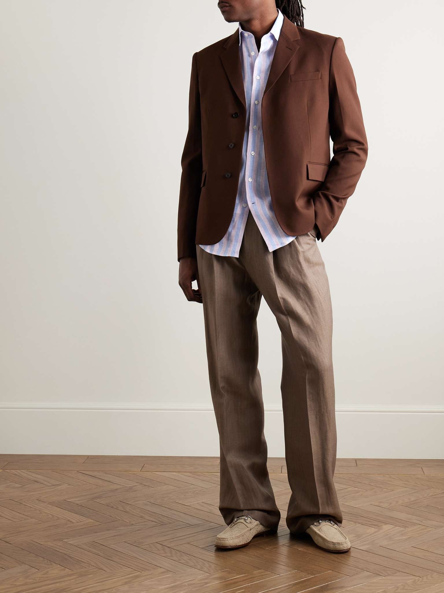 Slim-Fit Logo-Embroidered Striped Linen Shirt - 2