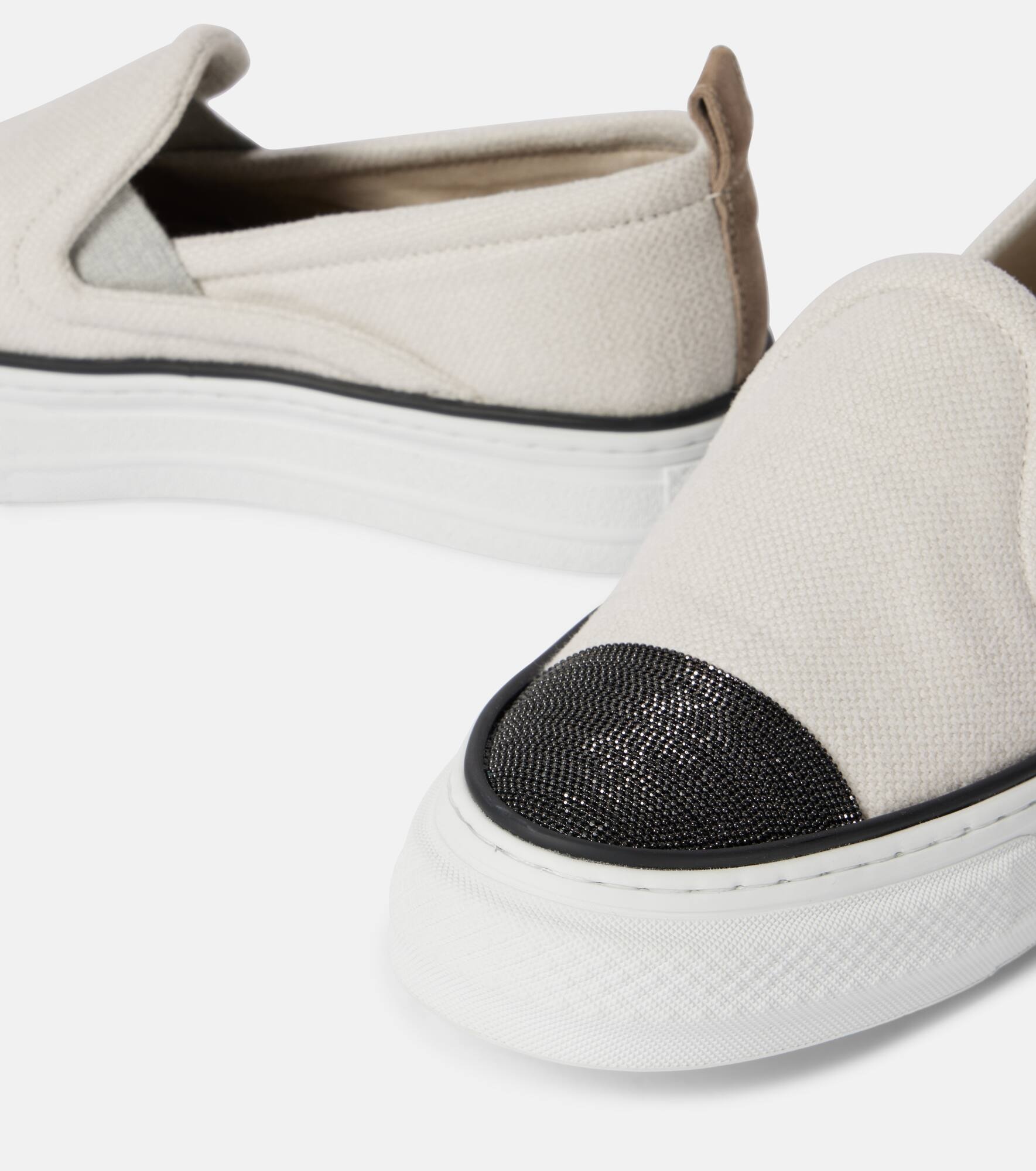 Monili-embellished slip-on sneakers - 6