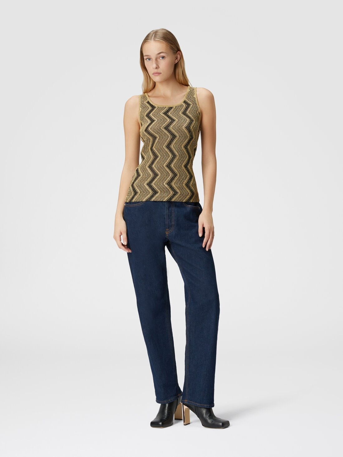 Zig zag lamé viscose tank top - 2