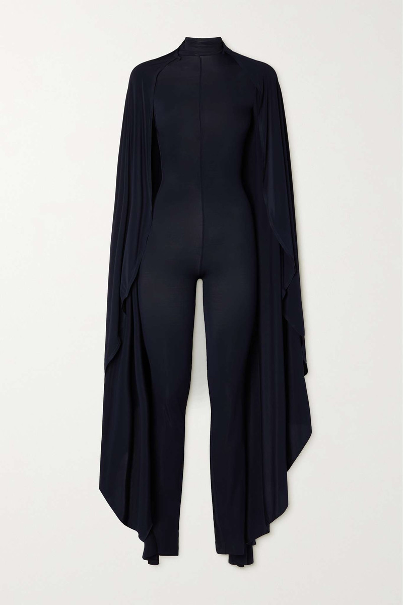 Asymmetric draped stretch-jersey turtleneck jumpsuit - 1