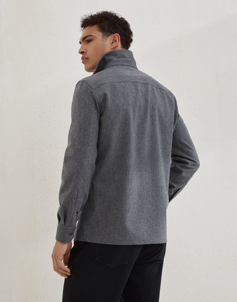Brunello Cucinelli Virgin wool flannel overshirt with chest pockets outlook