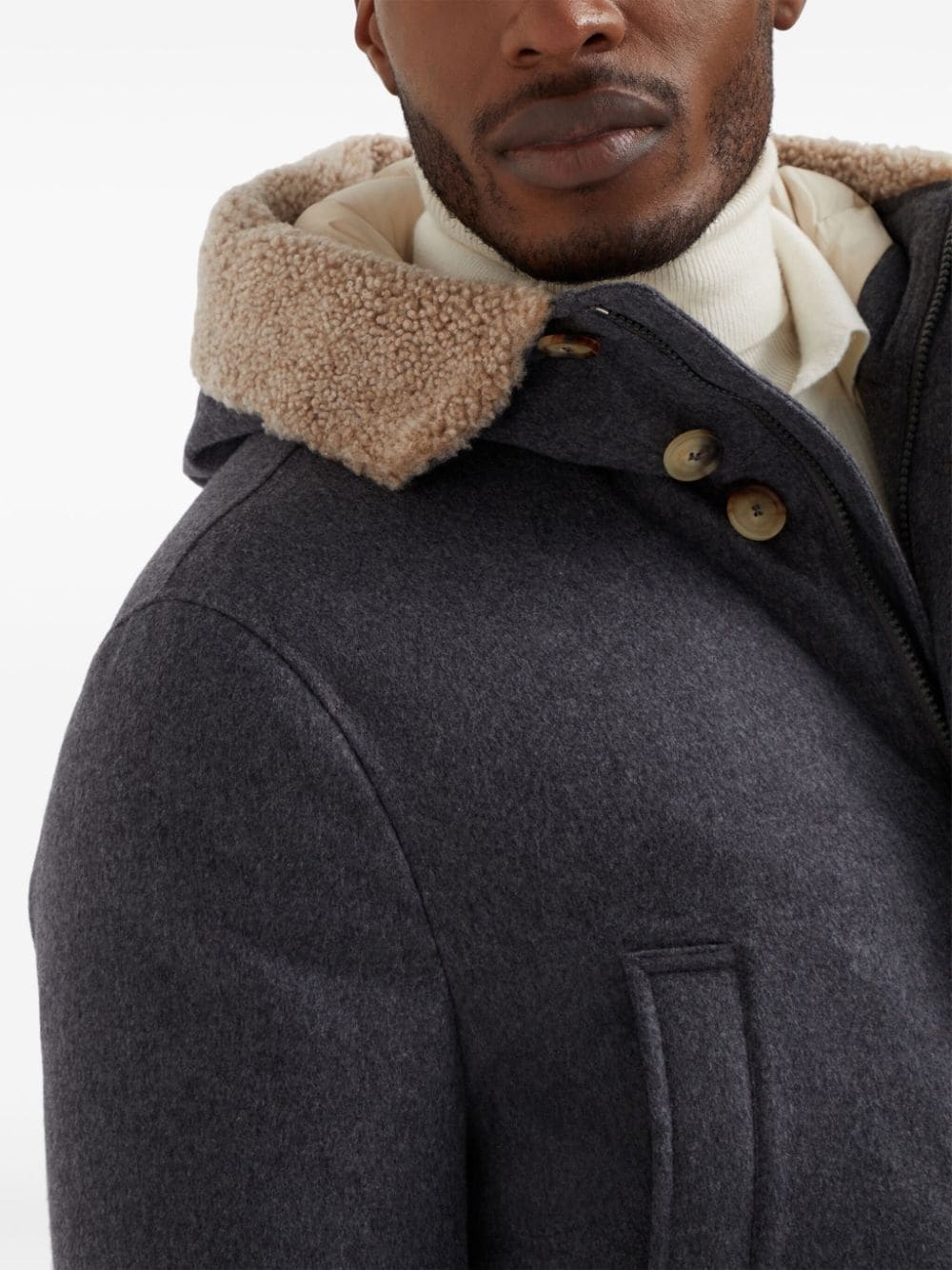 padded hooded wool jacket - 5