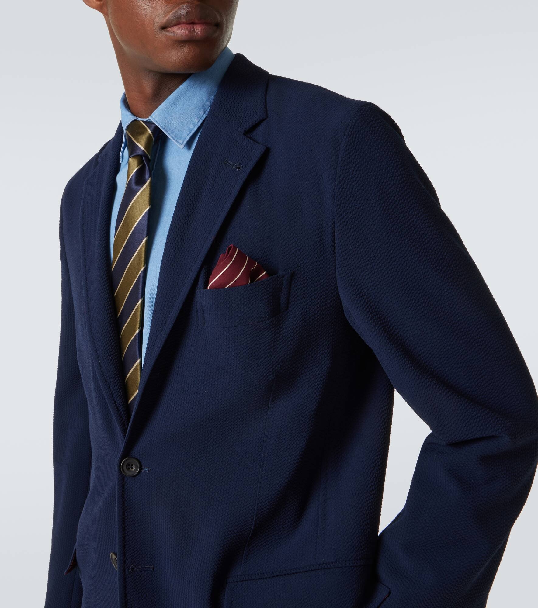 Striped single-breasted wool blazer - 5