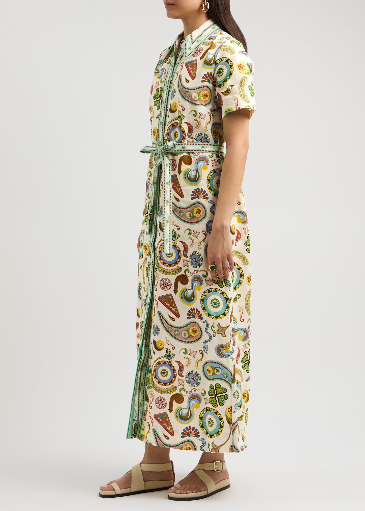 Arcade printed linen maxi shirt dress - 2