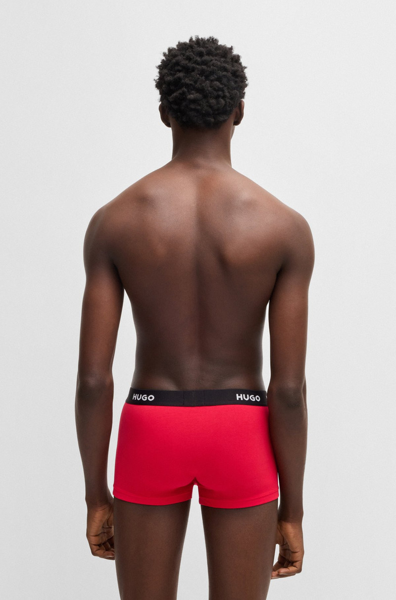 HUGO THREE-PACK OF STRETCH-COTTON TRUNKS WITH LOGO WAISTBANDS outlook