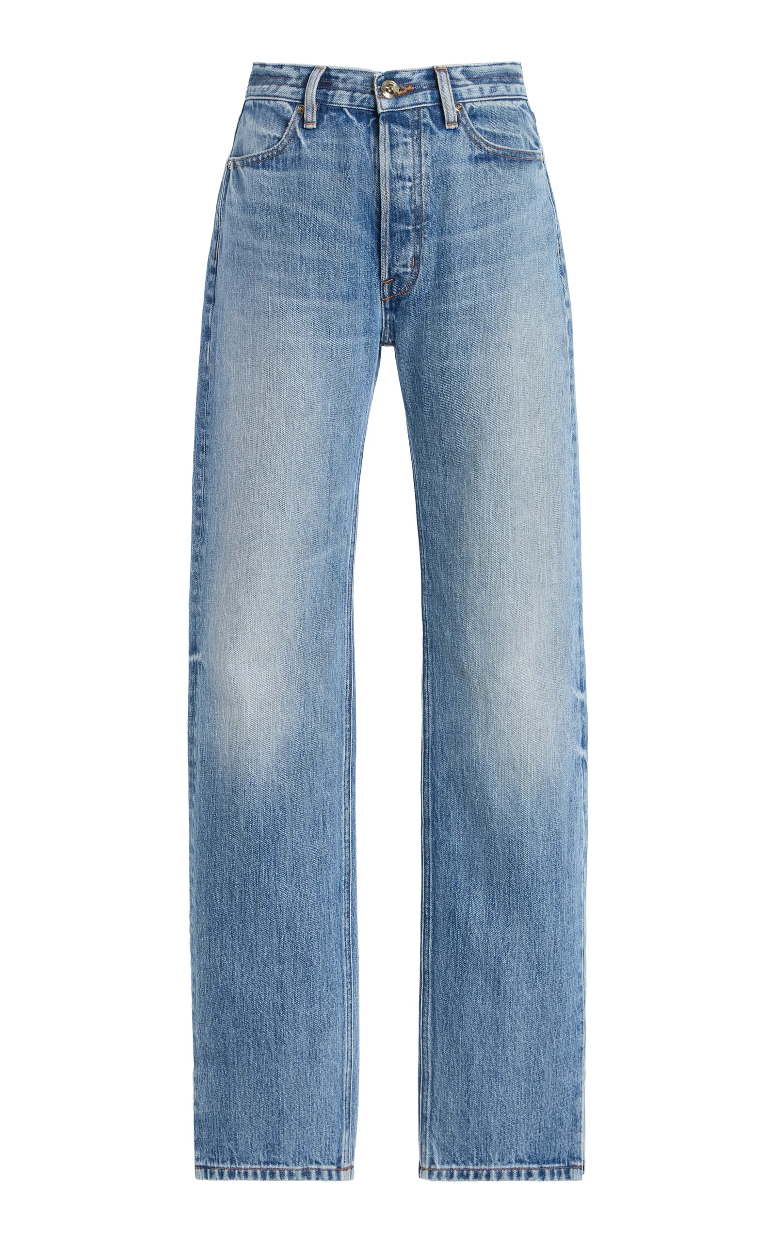 The Agnes Rigid Mid-Rise Straight-Leg Jeans light wash - 1