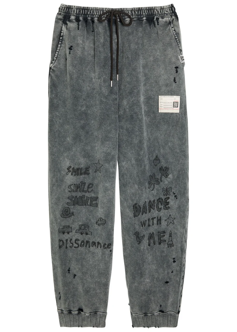 Maison Mihara Yasuhiro Distressed Printed Cotton Sweatpants - 1