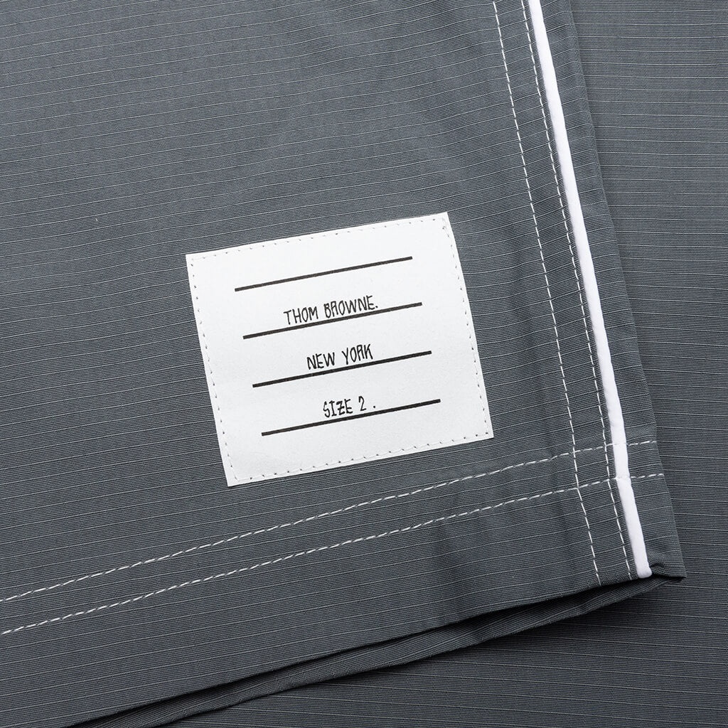 CONTRAST WHITE STITCHING TRACK SHORTS - MED GREY - 3