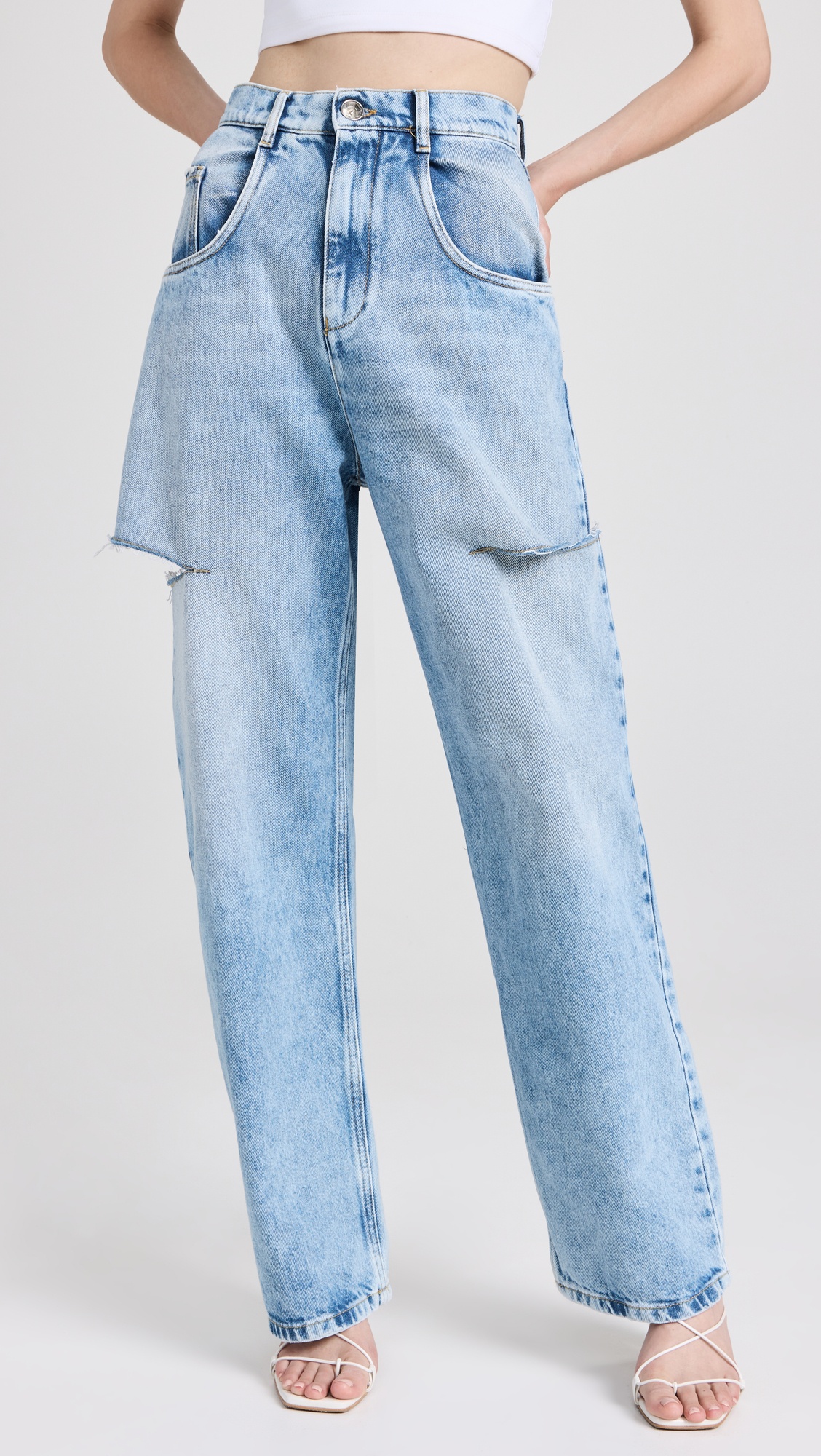 Denim Jeans with Slash Details - 2