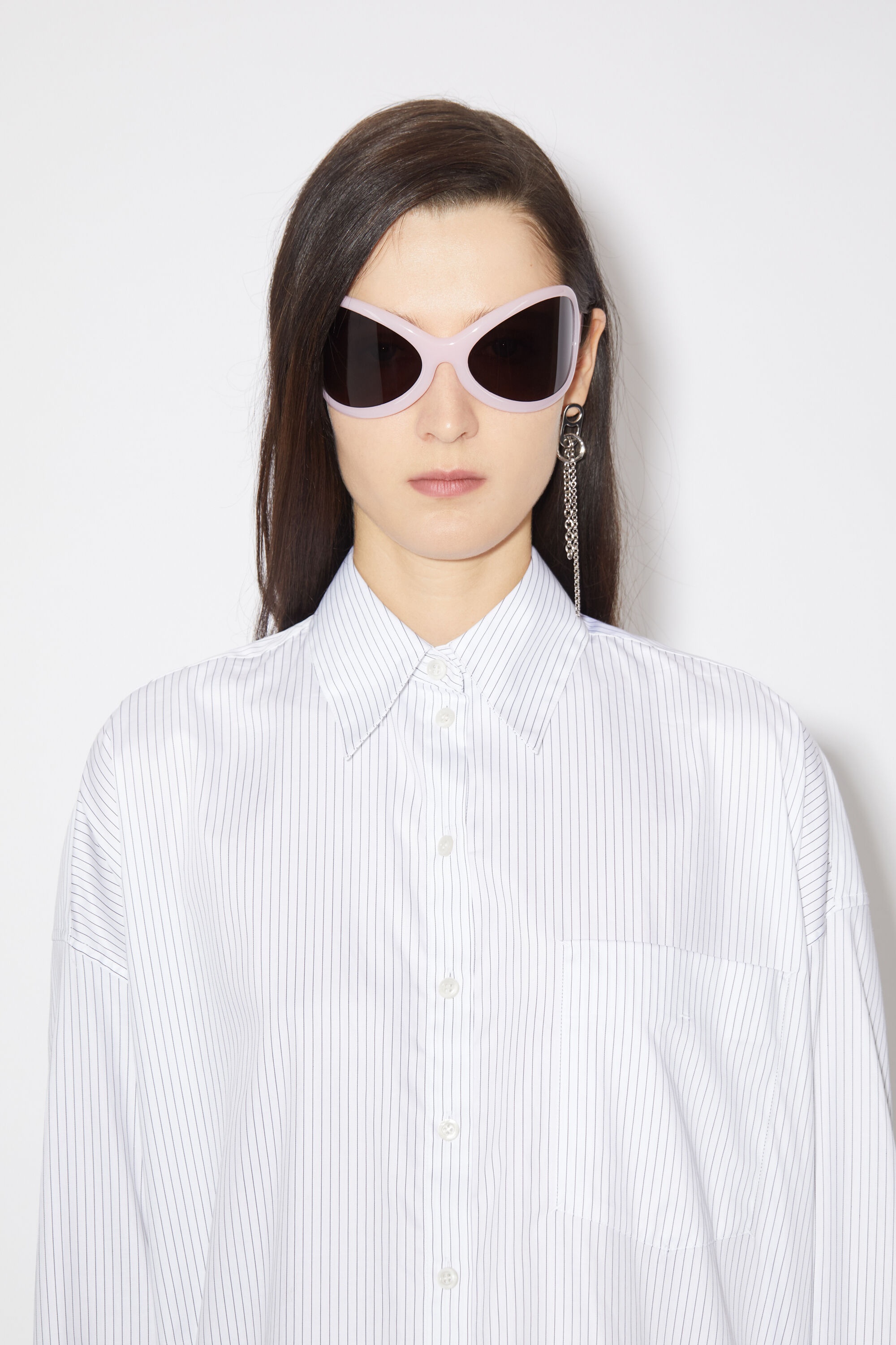 Stripe button-up shirt - White/blue - 3