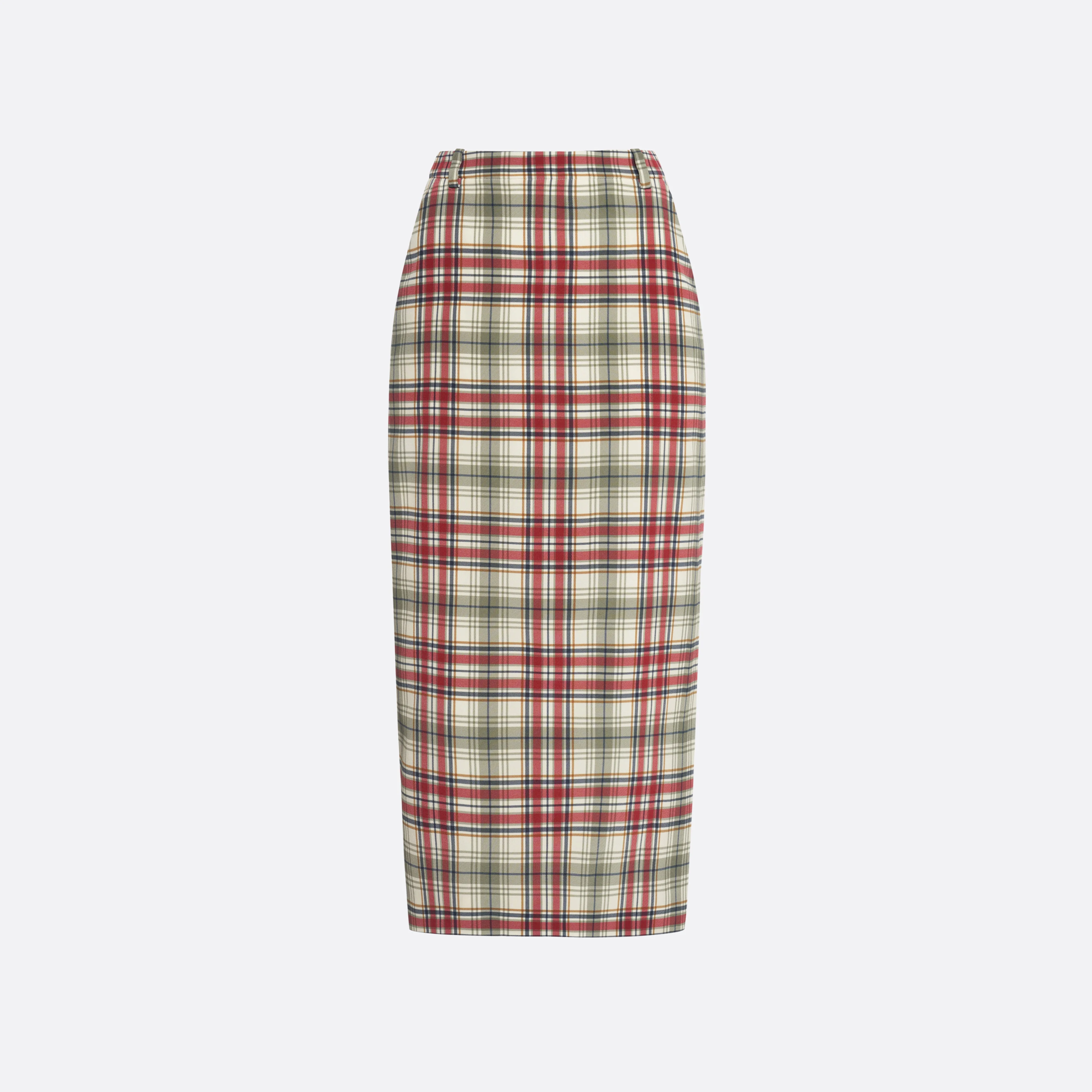 TARTAN-PRINT SILK MIDI SKIRT - 1