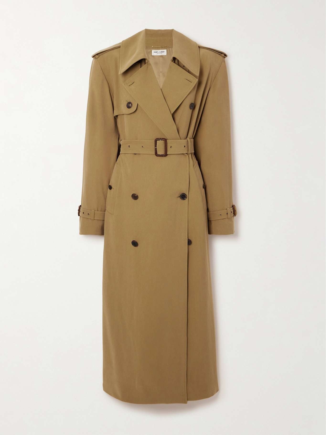 Double-breasted belted twill trench coat - 1