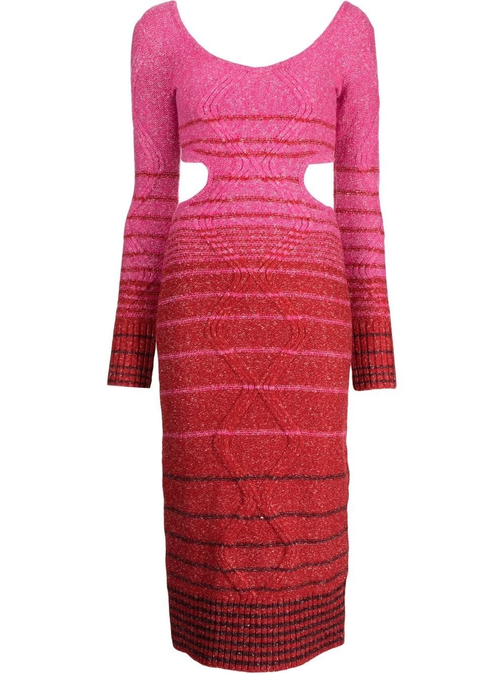 stripe-print cut-out dress - 1