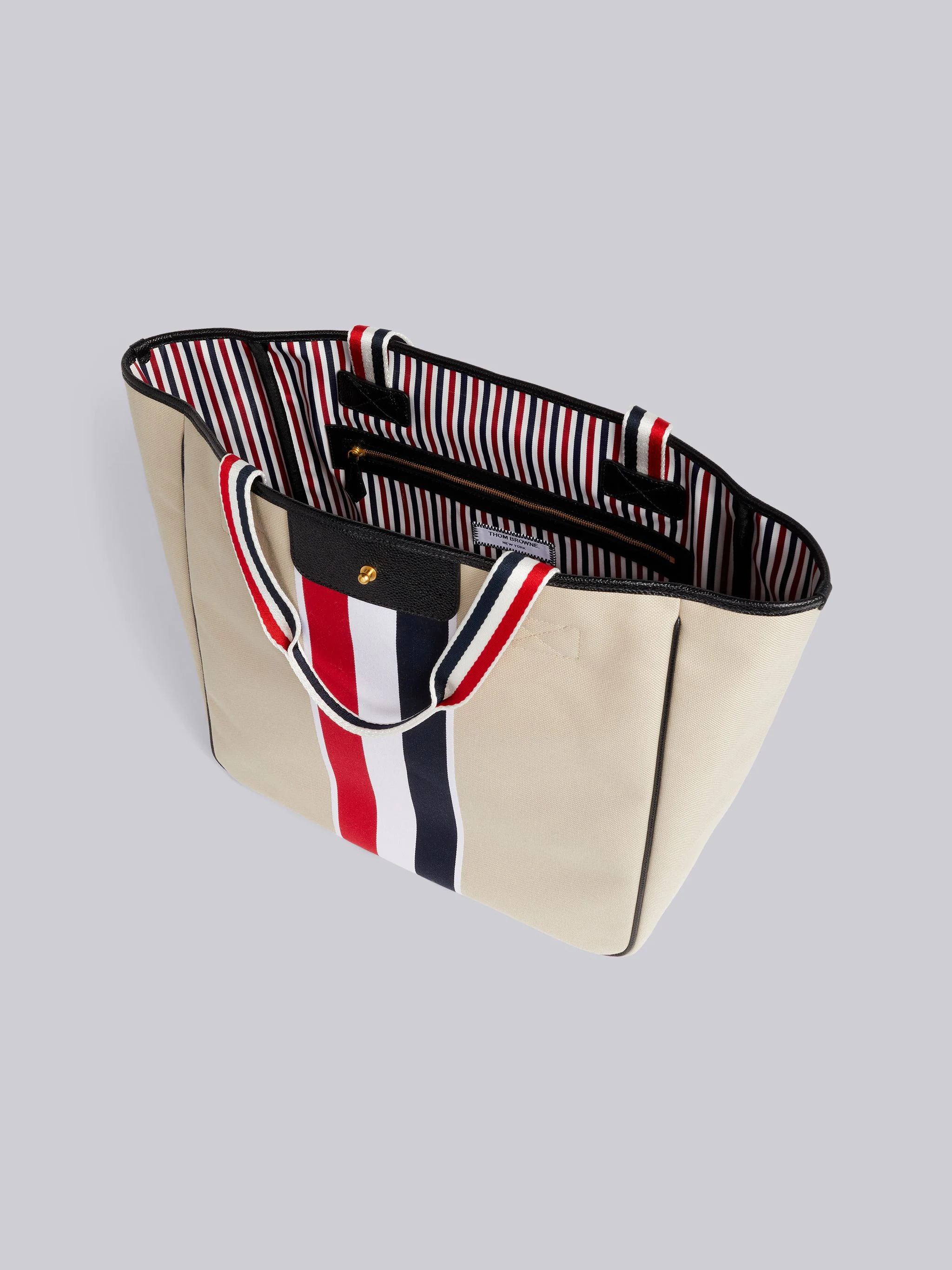 Khaki Canvas Jacquard Stripe Hunting Tote - 5