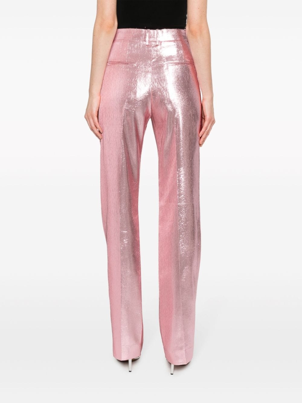 metallic-effect tailored trousers - 4