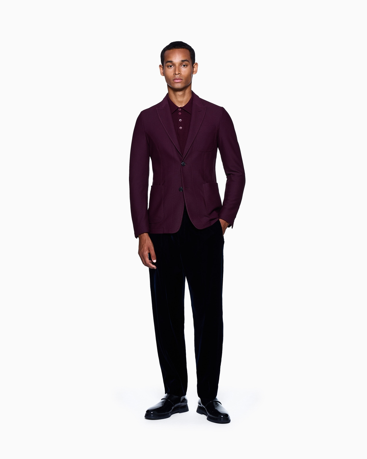 SINGLE-BREASTED JACKET IN TECHNICAL WAFFLE FABRIC - 2