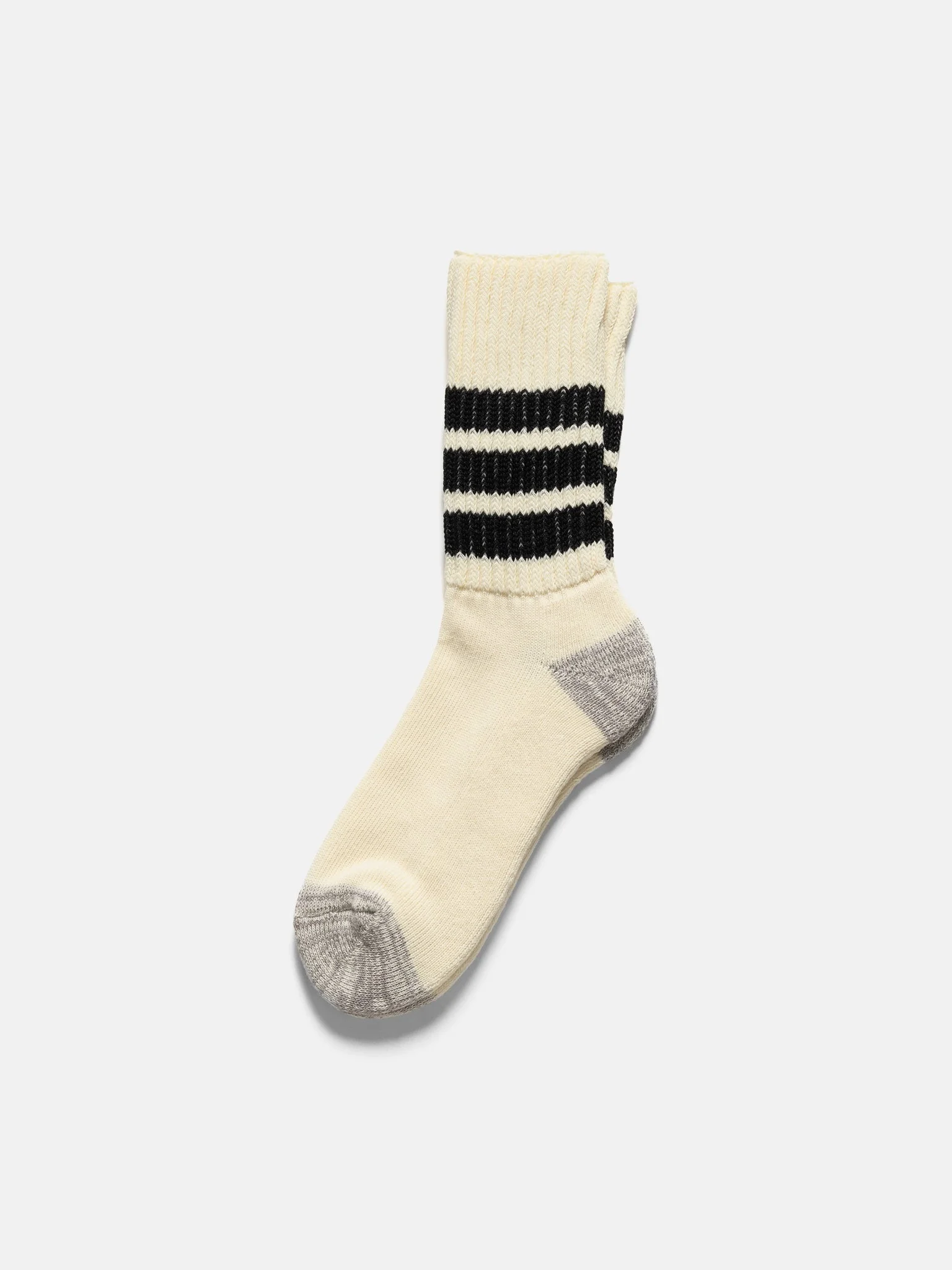 R1255 Coarse Ribbed Oldschool Crew Socks Black - 1