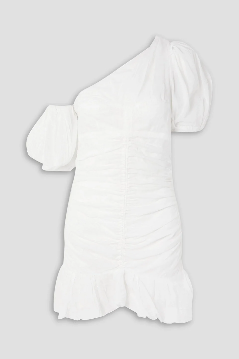 Lecia one-shoulder ruched cotton-voile mini dress - 1