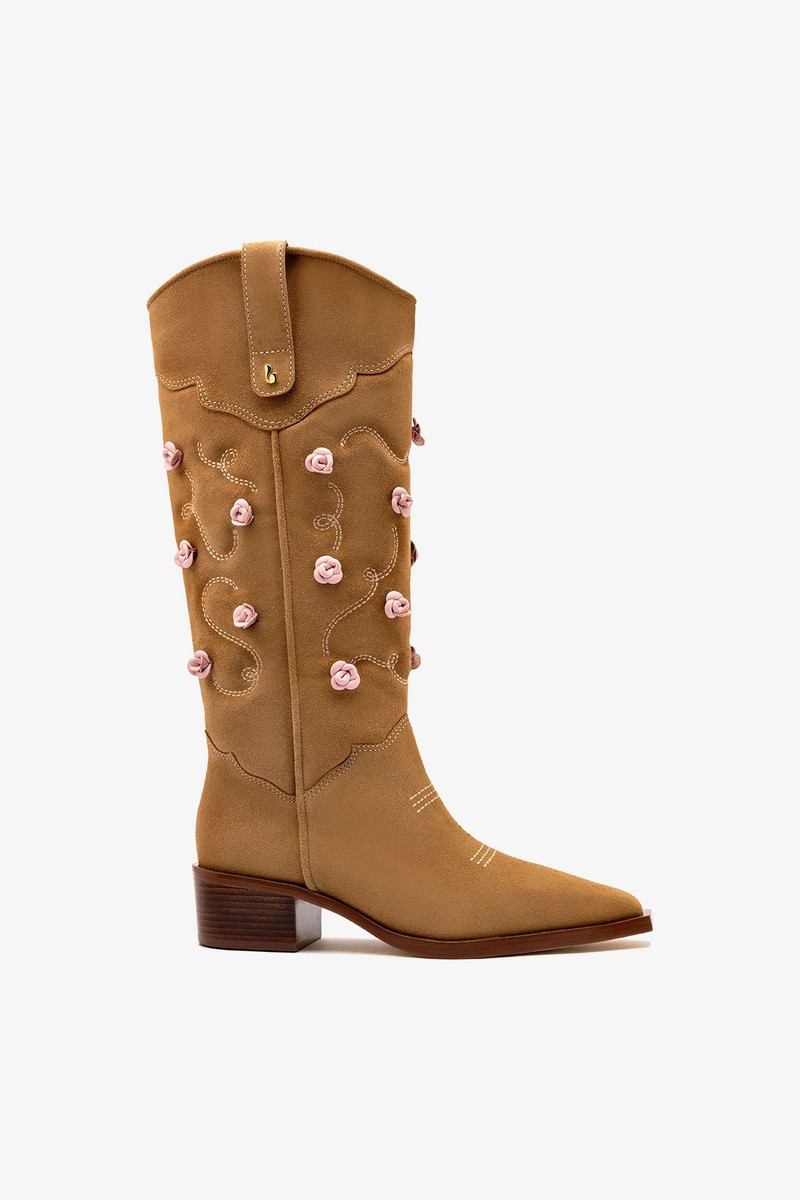 Paloma Boot In Peanut Suede And Tulip Leather 1