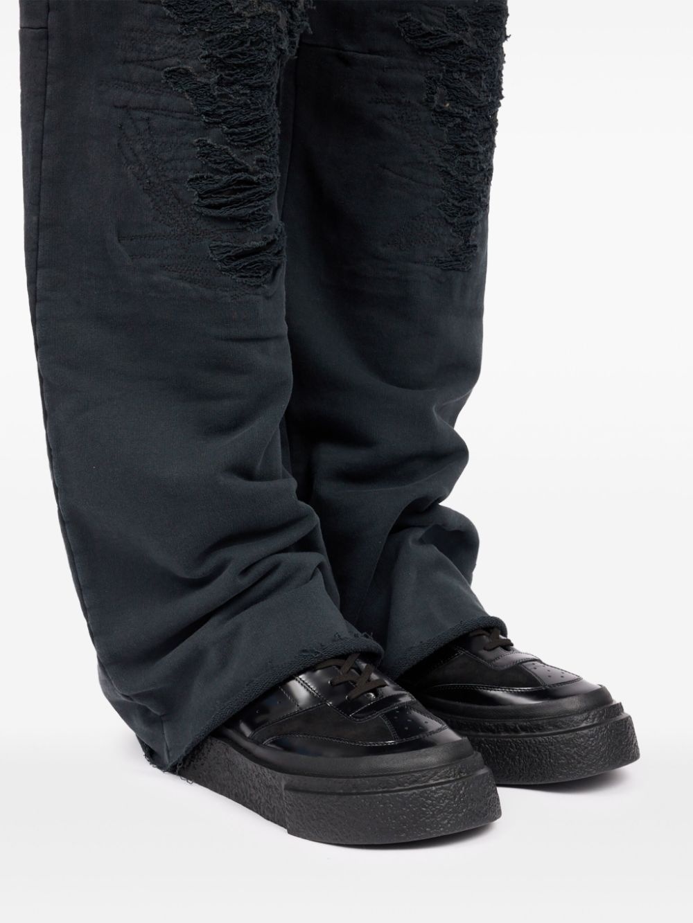 panelled patent leather sneakers - 6