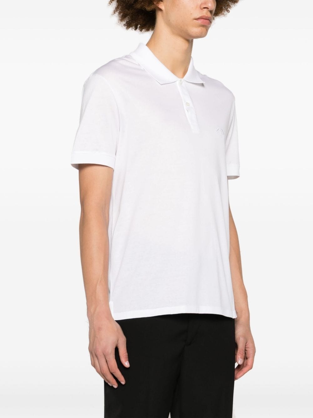 logo-embroidered jersey polo shirt - 3