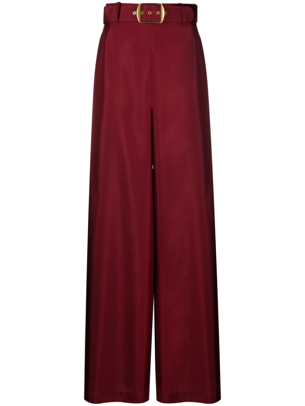 belted silk wide-leg trousers - 1