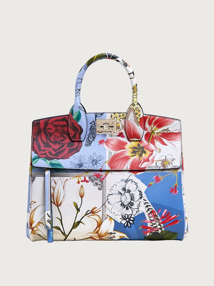 FERRAGAMO STUDIO BAG FOULARD PRINT (M) - 1