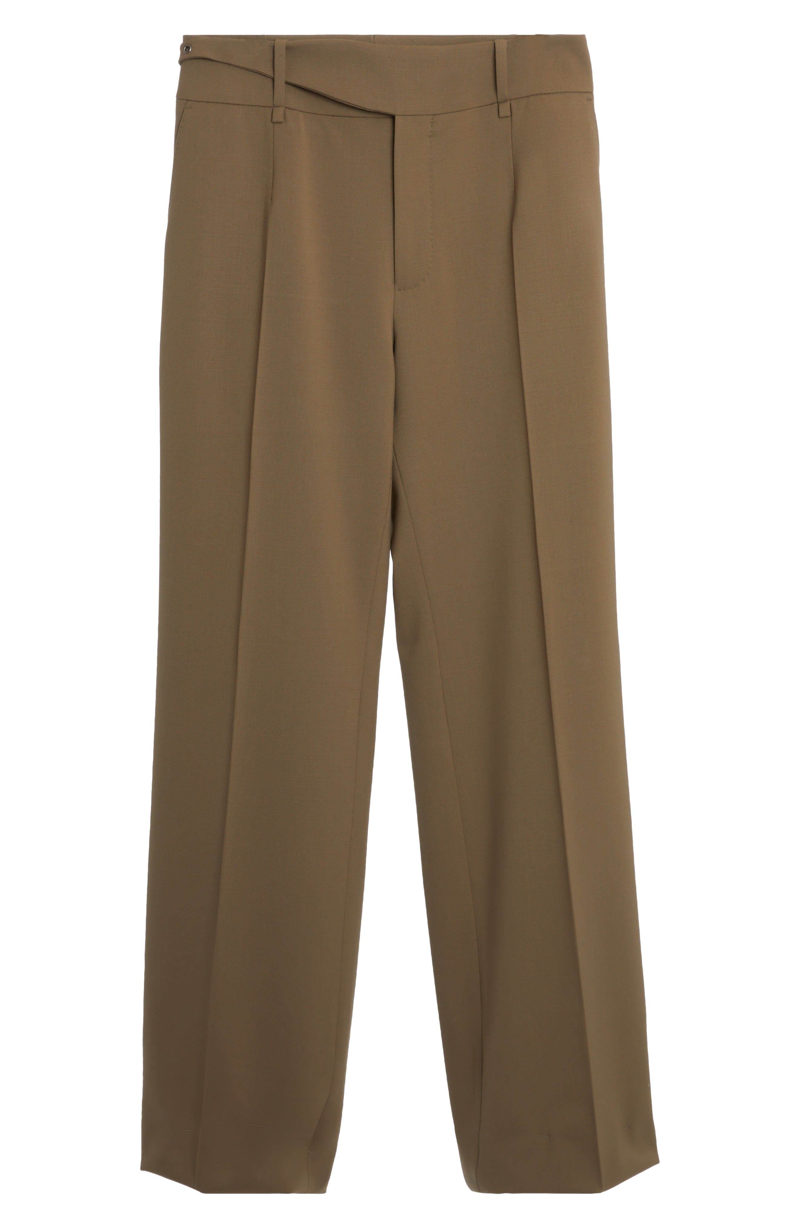 Buckle Waist Wool Stretch Twill Pants - 6